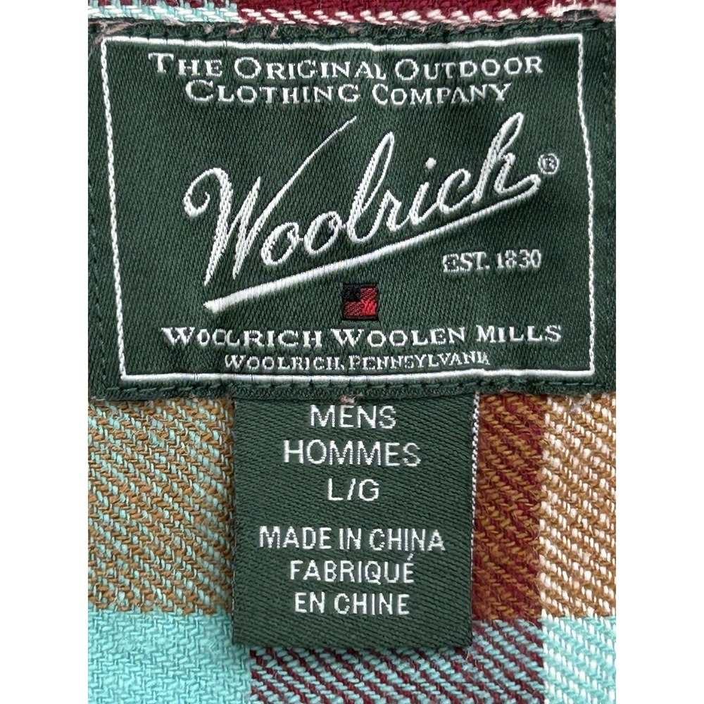 Woolrich Mens Large Plaid Flannel Button Down Shirt Multi Color Cotton 2 - Picture 2 of 11